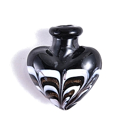Noir Bouteilles de parfum faites main vides en forme de coeur, Flacon diffuseur d'huiles essentielles de parfum d'aromathérapie, noir, 2.5x2.7 cm