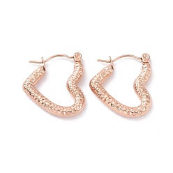 Розовое Золото Ионное покрытие (ip) 304 серьги-кольца из нержавеющей стали для женщин, розовое золото , 20x18.5x3 мм, штифты : 0.8 мм