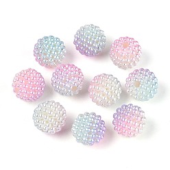 Светло-голубой Имитация жемчуга акриловые, Берри бисера, комбинированные бисером, круглые, светло-голубой, 15.5 мм, отверстие : 2.5 мм, около 200 шт / упаковка