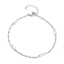 Нержавеющая Сталь Цвет 304 женские браслеты-цепочки из нержавеющей стали, арахис, цвет нержавеющей стали, 6-3/4 дюйм (17.2 см)