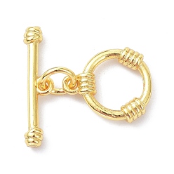 Golden Brass Toggle Clasps, Long-Lasting Plated, Ring, Cadmium Free & Lead Free, Golden, Ring: 15x12.5x3mm, Hole: 1.4mm, Bar: 20x5x3mm