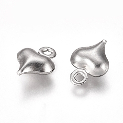 Stainless Steel Color 304 Stainless Steel Charms, Heart, Stainless Steel Color, 8.5x6x3mm, Hole: 1mm