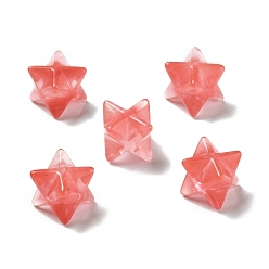 Cherry Quartz Glass Cherry Quartz Glass Beads, No Hole/Undrilled, Merkaba Star, 12.5~13x12.5~13x12.5~13mm