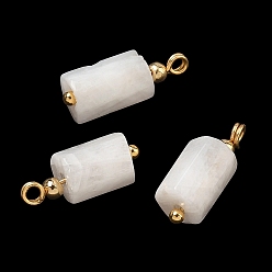 Rainbow Moonstone 5шт. подвески из натурального радужного лунного камня, подвески в виде шестиугольных призм с латунными петлями, золотые, 17~18.5x5.5~7.5x5.5~7.5 мм, отверстие : 1.6~1.8 мм