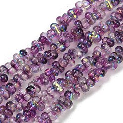 Фиолетовый Стеклянные бусины с гальваническим покрытием , арахис, фиолетовые, 3~4x6~7x4~5 мм, отверстие : 1 мм, около 156~158 шт / нитка, 15.35''~15.75'' (39~40 см)
