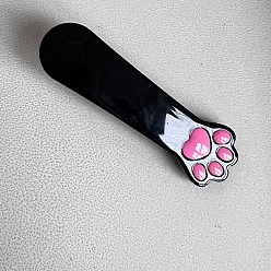 Black Cute Cat Paw Print Cellulose Acetate Aligator Hair Clips, Hair Accessories for Girls, Black, 55mm