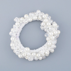 white Crystal Hair Tie with Hollowed-out Design - Simple Hair Accessory with Rhinestone Elastic Band.