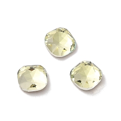 Jonquil Glass Rhinestone Cabochons, Point Back & Back Plated, Faceted, Square, Jonquil, 5x5x2mm