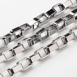 Stainless Steel Color 304 Stainless Steel Venetian Chains, Box Chain, Unwelded, Rectangle, Stainless Steel Color, 5x5mm