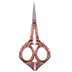 Rose Gold & Stainless Steel Color Stainless Steel Phoenix Scissors, Alloy Handle, Embroidery Scissors, Sewing Scissors, Rose Gold & Stainless Steel Color, 12.6cm