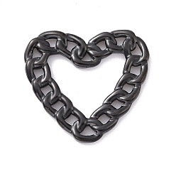 Черный Цвет Металла Ионное покрытие (ip) 304 соединительные кольца из нержавеющей стали, стиль бордюрной цепи, сердце, металлический черный , 20.5x22x2 мм, внутренний диаметр: 9x12.5 мм