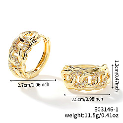 Золотой Модные геометрические серьги-кольца из латуни, милый стиль для модного образа, золотые, 27x25x12 мм