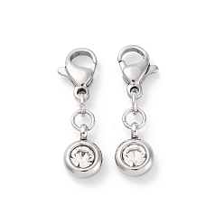 Кристалл 304 из нержавеющей стали горный хрусталь подвески, застежка когтя омара, кристалл, 23 мм