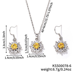 Золотистый Комплект украшений в виде цветов из латунных стразов, Комплект из серег и ожерелий для модниц, золотые