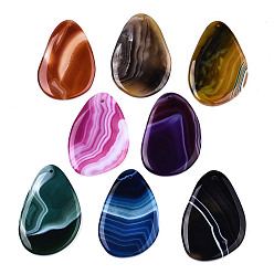 Mixed Color Dyed Natural Brazilian Agate Big Pendants, Oval, Mixed Color, 58~60x38~40x5~7mm,  Hole: 2mm