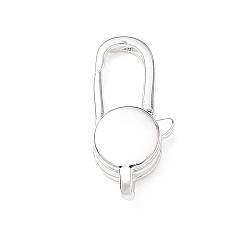 Silbern Silberfarbig Messing  Karabinerverschlüsse Spangen, Flachrund, Gestell, langlebig überzogen, Silbern Silberfarbig, 19x9x4 mm, Bohrung: 1.4 mm