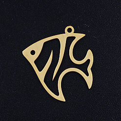 Golden 201 Stainless Steel Pendants, Tropical Fish, Golden, 23x23x1mm, Hole: 1.5mm