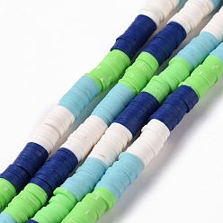 White Handmade Polymer Clay Bead Strands, Heishi Beads, Disc/Flat Round, White, 6x0.2~2mm, Hole: 2mm, about 325~330pcs/strand, 15.12~ 15.35 inch(38.4~39cm)