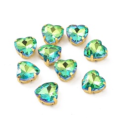 Сфинкс Сердце пришить стразами, граненый стеклянный горный хрусталь, многожильных ссылки, с оправой из латуни золотистого цвета со стразами, сфинкс, 12x12x6 мм, отверстие : 1 мм