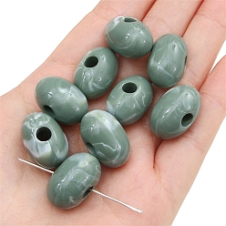 Medium Aquamarine Two Tone Acrylic European Beads, Imitation Stone, Large Hole Beads, Oval, Medium Aquamarine, 20x14mm, Hole: 5mm, 5pcs/bag