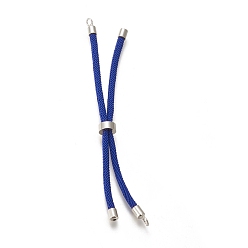 Medium Blue Nylon Twisted Cord Bracelet, with Brass Cord End, for Slider Bracelet Making, Medium Blue, 9 inch(22.8cm), Hole: 2.8mm, Single Chain Length: about 11.4cm