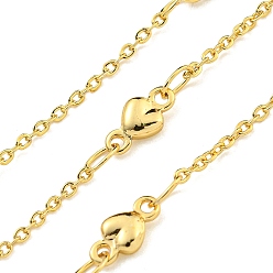Real 18K Gold Plated 304 Stainless Steel Link Chains, Soldered, with Spool, Cadmium Free & Lead Free, Heart, Real 18K Gold Plated, 7.5x3.5x2mm