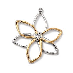 Цветок 304 подвески из нержавеющей стали, золотые и нержавеющая сталь цвет, цветок, 30x25x2 мм, отверстие : 1.5 мм