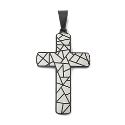 Черный 304 подвески из нержавеющей стали, крест очарование, черная и нержавеющая сталь цвет, 42.5x26x2 мм, отверстие : 8.5x5 мм