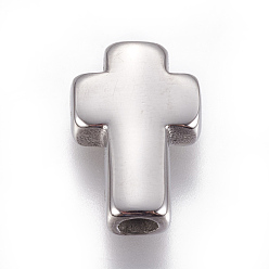 Color de Acero Inoxidable Resistente al deslustre 304 cuentas de acero inoxidable, cruzar, color acero inoxidable, 14x10x4 mm, agujero: 2.5 mm