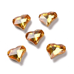 Золотистый Кабошоны кубического циркония кабошоны, задние и задние, сердце, золотые, 13x12x4.3 мм