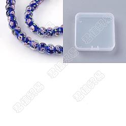 Синий 60шт. бусины-лэмпворк ручной работы в форме ронделя с золотистым песком и внутренним цветком, синие, 10~11x8 мм, отверстие : 1.5~2 мм