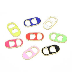 Mixed Color Brass Enamel Links Connectors, Real 18K Gold, Long-Lasting Plated, Soda Tab/Pull Tab, Mixed Color, 24.5x13.5x1.5mm, Hole: 8x6.5mm and 10x6.5mm