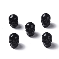 Obsidian Natural Obsidian Beads, Skull, 13x10x11.5mm, Hole: 1mm