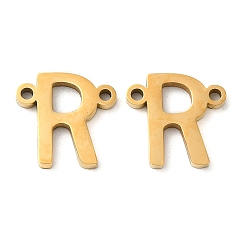 Letter R Ion Plating(IP) 304 Stainless Steel Connector Charms, Letter, Letter R, 10x10.5x1.5mm, Hole: 1.2mm