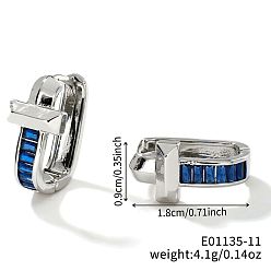 Синий Геометрические серьги-кольца из латуни в форме буквы U для женщин, минималистичные и элегантные модные аксессуары, платина, синие, 18x9 мм