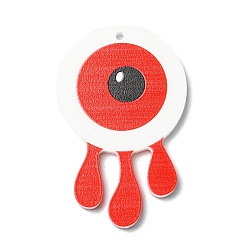 Red Opaque Acrylic Pendants, Halloween Horrible Eye Charms, Red, 42x26.5x2.5mm, Hole: 1.5mm