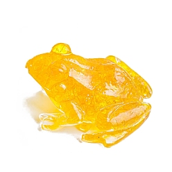 Citrine Resin Frog Display Decoration, with Natural Citrine Chips inside Statues for Home Office Decorations, 65x55x38mm
