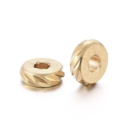 Raw(Unplated) Brass Spacer Beads, Nickel Free, Flat Round, Raw(Unplated), 5.7x2mm, Hole: 2mm