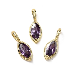 Темно-серый Подвески из латуни с микропаве из кубических цирконий в форме конского глаза, стойки покрытие, долговечный, без кадмия и без свинца, золотые, темно-серый, 14.5x5.5x3.5 мм, отверстие : 3.5x1.5 мм