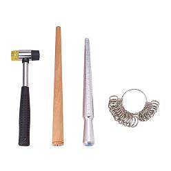 Mixed Color Ring Measuring Tool Sets, Installable Two Way Rubber Hammers, Wood Ring Sizers Professional Model, Mixed Color
