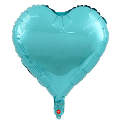 Cyan Heart Aluminum Film Valentine's Day Theme Balloons, for Party Festival Home Decorations, Cyan, 450mm