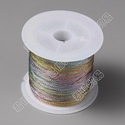 Colorful 9-Ply Macaron Color Metallic Cord, for Jewelry Making, Round, Colorful, 0.6mm, about 37.18 Yards(34m)/Roll