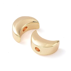 Real 18K Gold Plated Brass Beads, Moon, Real 18K Gold Plated, 8x5x3.5mm, Hole: 1.2mm