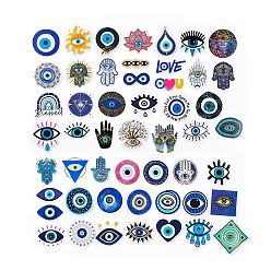 Mixed Color 50Pcs Evil Eye Theme Paper Stickers Sets, Adhesive Decals for DIY Scrapbooking, Photo Album Decoration, Mixed Color, 27~72x39~72x0.2mm