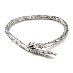 Platinum Alloy Popcorn Chain Necklaces, Crystal Rhinestone Magnetic Snake Necklace, Platinum, 22.05 inch(56cm)