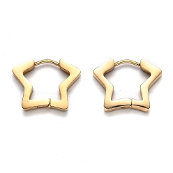 Golden 304 Stainless Steel Star Huggie Hoop Earrings, Golden, 14x18.5x3mm, Pin: 1mm