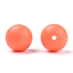 Light Coral Food Grade Eco-Friendly Silicone Beads, Round, Light Coral, 14~15mm, Hole: 2mm