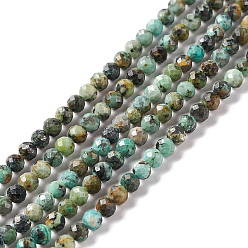 African Turquoise(Jasper) Natural African Turquoise(Jasper) Beads Strands, Faceted, Round, 4mm, Hole: 0.8mm, about 91~97pcs/strand, 15.35 inch(39cm)