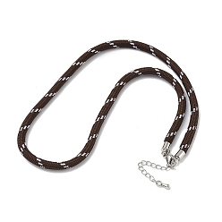 Coconut Brown Ployester Core-Wrapped Round Cord Necklace Making, with Brass Finding, Platinum, Coconut Brown, 17.72x0.18 inch(45x0.45cm)