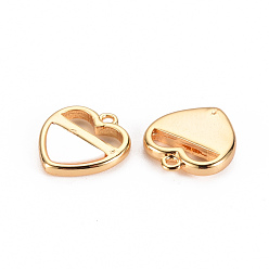 Real 18K Gold Plated Natural Shell Charms, with Brass Findings, Nickel Free, Heart, Real 18K Gold Plated, 11x10.5x2mm, Hole: 1mm